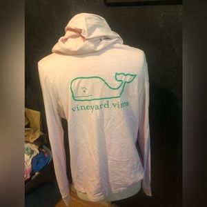 Large Vineyard Vines Baby Pink Zipper Hoodie with Green Wale Logo EUC
